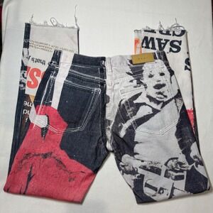Rare MNML Texas Chainsaw Massacre Mens Size 32 Graphic Print Denim Jeans Horror